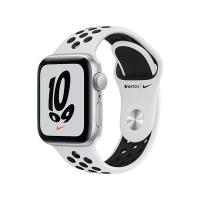Apple Watch Nike SE (v2) GPS-es (40mm) ezüst alumínium tok, platina/fekete szilikon Nike sportszíjas