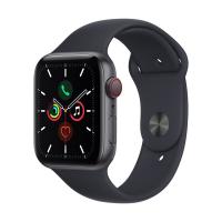 Apple Watch SE (v2) Cellular (44mm) asztroszürke alumínium tok, éjfekete szilikon sportszíjas okosór