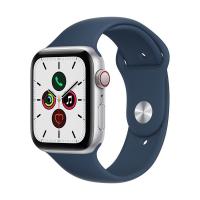Apple Watch SE (v2) Cellular (44mm) ezüst alumínium tok, kék szilikon sportszíjas okosóra