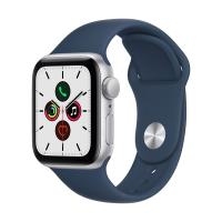 Apple Watch SE (v2) GPS-es (40mm) ezüst alumínium tok, kék szilikon sportszíjas okosóra
