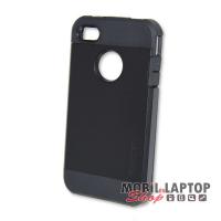 Kemény hátlap Apple iPhone 4 / 4S Spigen ütésálló fém + gumi fekete